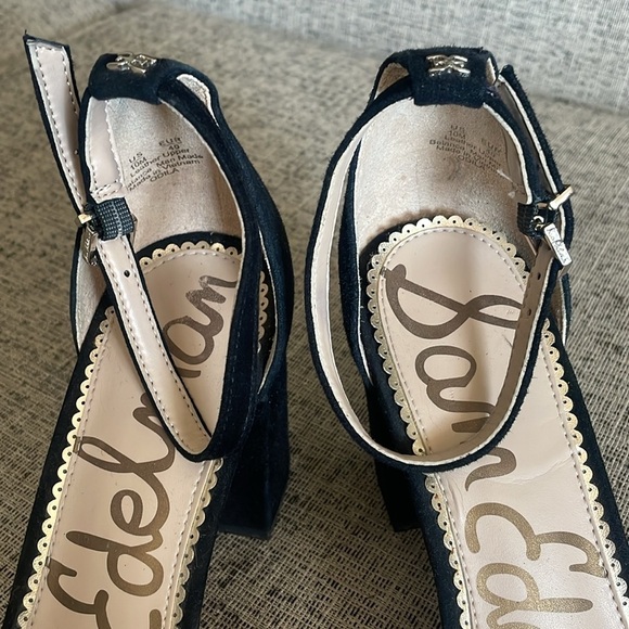 Sam Edleman Odilia Black Suede Scalloped Heels Size 10 - Picture 6 of 12